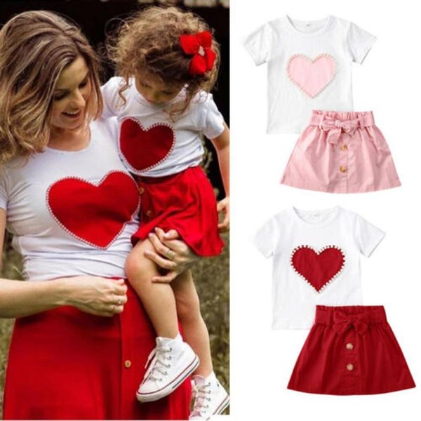 toddler kids baby girls clothes short sleeve heart pearl t-shirt solid mini skirts outfits set summer children clothing, White 
toddler kids baby girls clothes short sleeve heart pearl t-shirt solid mini skirts outfits set summer children clothing, White
