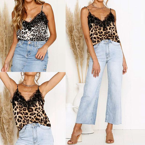 korean clothes chemise femme womens summer v neck casual sleeveless vest lace leopard shirt tee shirt femme sexy top, White
korean clothes chemise femme womens summer v neck casual sleeveless vest lace leopard shirt tee shirt femme sexy top, White