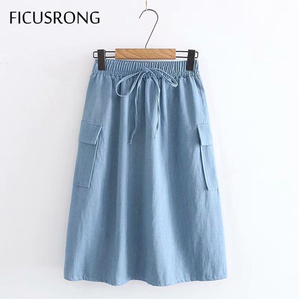 2020 new summer women big pockets straight solid jeans skirt female casual elastic waist lace up mid-calf denim skirts ficusrong, Black
2020 new summer women big pockets straight solid jeans skirt female casual elastic waist lace up mid-calf denim skirts ficusrong, Black