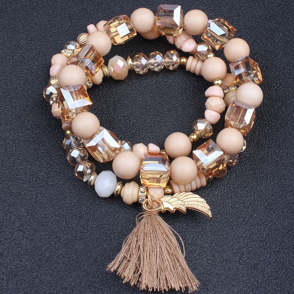 2019 3pcs/set bohemian tassel wings crastal beads charm bracelet set for women handmade elastic faceted glass trendy jewelry, Golden;silver
2019 3pcs/set bohemian tassel wings crastal beads charm bracelet set for women handmade elastic faceted glass trendy jewelry, Golden;silver