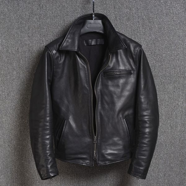 men's leather & faux 2021 genuine cow jacket men vintage spring autumn short cowhide coat real jackets veste moto homme 18-25a kj2316, Black
men's leather & faux 2021 genuine cow jacket men vintage spring autumn short cowhide coat real jackets veste moto homme 18-25a kj2316, Black