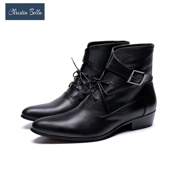 christia bella autumn solid buckle strap men shoes genuine leather boots fashion pointed toe boots big size zipper ankle, Black
christia bella autumn solid buckle strap men shoes genuine leather boots fashion pointed toe boots big size zipper ankle, Black