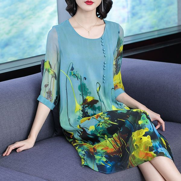 2019 new arrival women silk dress female summer half sleeve o-neck vintage print dresses loose casual plus size vestidos mujer, Black;gray
2019 new arrival women silk dress female summer half sleeve o-neck vintage print dresses loose casual plus size vestidos mujer, Black;gray