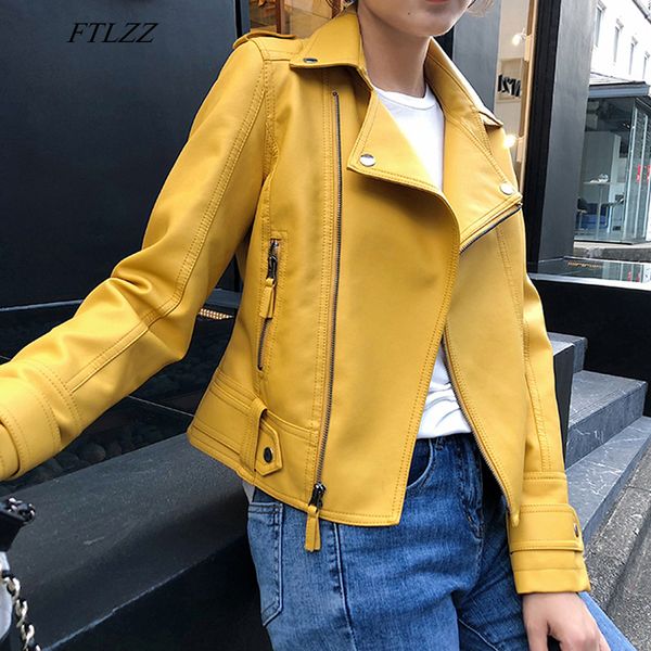 ftlzz women faux soft leather short jacket pu motorcycle rivet zipper black punk coat female pink yellow turndown collar outwear
ftlzz women faux soft leather short jacket pu motorcycle rivet zipper black punk coat female pink yellow turndown collar outwear