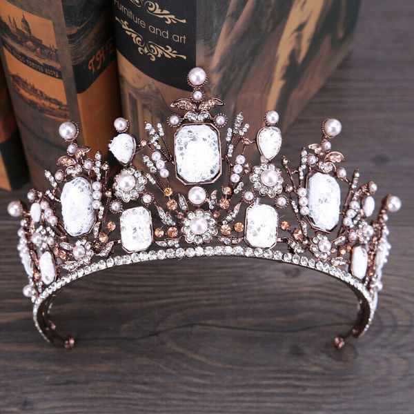 9cm high large rose gold pearl lace crystal tiara crown wedding prom party bridal tiara gadgets for women headpiece, Golden;white
9cm high large rose gold pearl lace crystal tiara crown wedding prom party bridal tiara gadgets for women headpiece, Golden;white