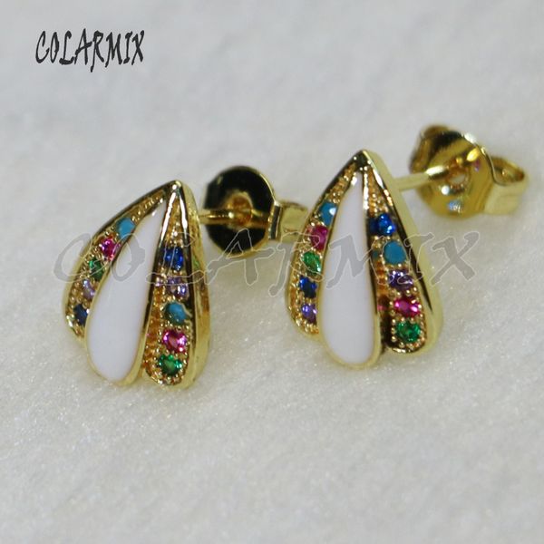 8 pairs petal metal enamel stud earrings zircon stud earrings tiny gift for lady, party jewelry 5801, Golden;silver
8 pairs petal metal enamel stud earrings zircon stud earrings tiny gift for lady, party jewelry 5801, Golden;silver