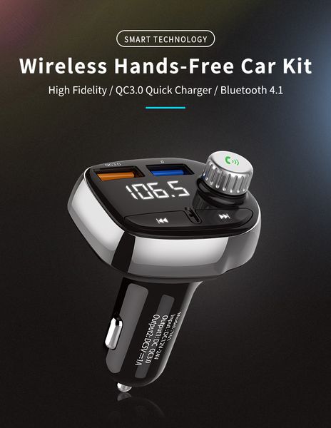 t61 qc3.0 car mp3 players fm transmitter bluetooth car kit tf card with usb charger handscall fm modulator
t61 qc3.0 car mp3 players fm transmitter bluetooth car kit tf card with usb charger handscall fm modulator