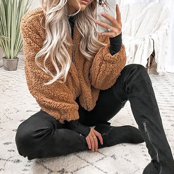 womens winter warm pocket fluffy coat fleece fur jacket outerwear made of materials hoodies wrap harajuku #by, Black;brown
womens winter warm pocket fluffy coat fleece fur jacket outerwear made of materials hoodies wrap harajuku #by, Black;brown