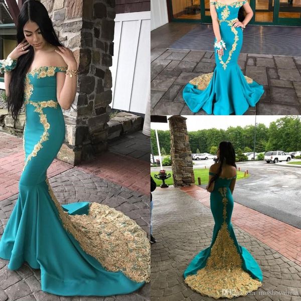 hunter green satin mermaid prom dresses long off shoulder gold lace applique beaded floor length formal dress long party evening dresses, Black
hunter green satin mermaid prom dresses long off shoulder gold lace applique beaded floor length formal dress long party evening dresses, Black