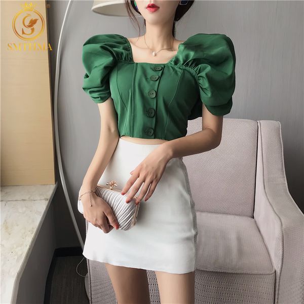 smthma 2020 new fashion vintage short backless women's blouse slash neck puff sleeve green shirts female clothing, White
smthma 2020 new fashion vintage short backless women's blouse slash neck puff sleeve green shirts female clothing, White