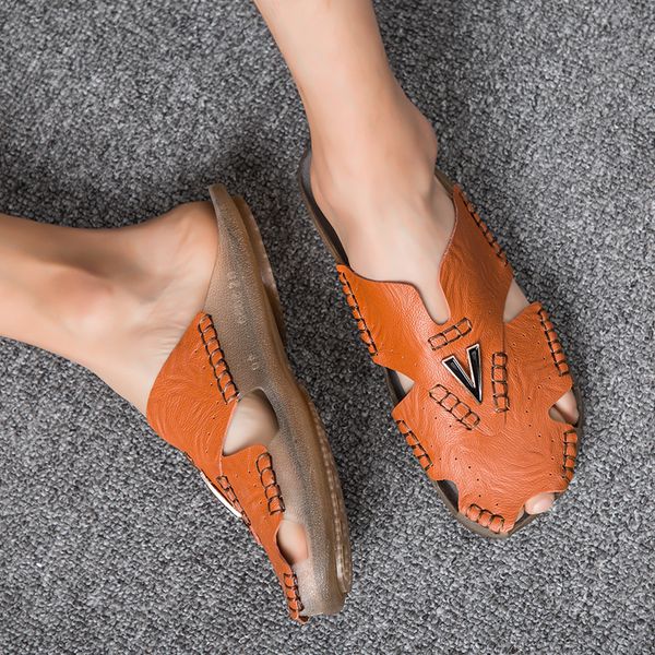 men sandals hand made summer new soft genuine leather slippers outdoor casual shoes beach rubber flip flops men sandals 2020, Black
men sandals hand made summer new soft genuine leather slippers outdoor casual shoes beach rubber flip flops men sandals 2020, Black