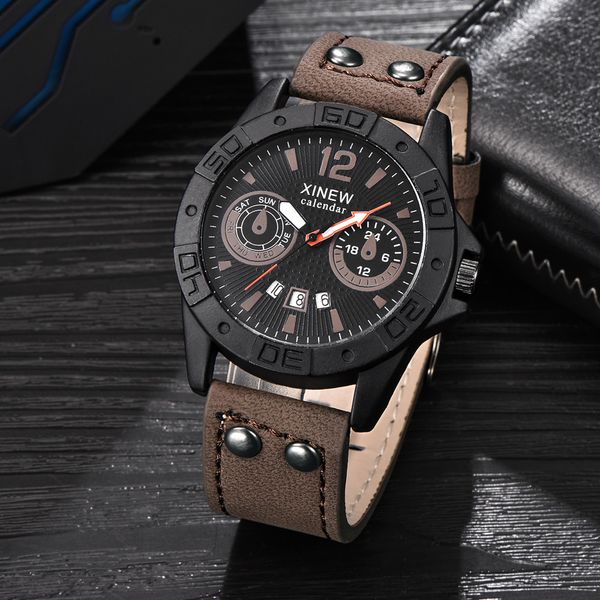 fashion men's analog sport wrist stainless steel case leather quartz watch waterproof watches relogio masculino, Slivery;brown
fashion men's analog sport wrist stainless steel case leather quartz watch waterproof watches relogio masculino, Slivery;brown