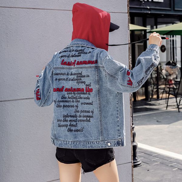 women jacket coat denim jacket 2019 spring women vintage long-sleeve jeans coat letter cowboy women's clothing new fashion, Black;brown
women jacket coat denim jacket 2019 spring women vintage long-sleeve jeans coat letter cowboy women's clothing new fashion, Black;brown