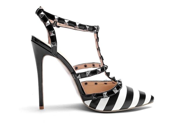 foreign trade ladies pointed toe sandals stiletto heels europe and the united states fashion show all - back empty stripe rivet sandals, Black
foreign trade ladies pointed toe sandals stiletto heels europe and the united states fashion show all - back empty stripe rivet sandals, Black