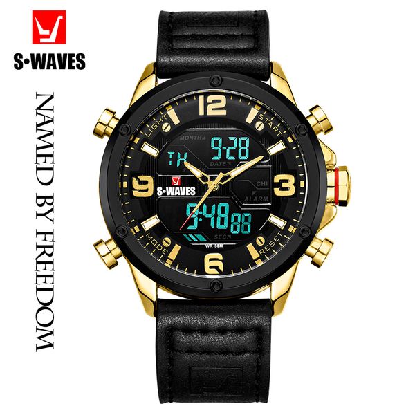 luxuryswaves military watch men luxury black gold analog digital electronic clock wristwatch mens waterproof leather relogio masculino, Slivery;brown
luxuryswaves military watch men luxury black gold analog digital electronic clock wristwatch mens waterproof leather relogio masculino, Slivery;brown