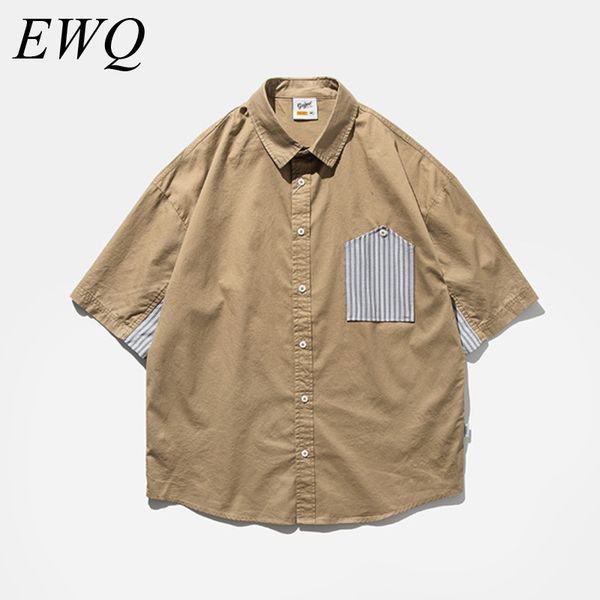 ewq / men's wear 2020 summer fashion new shirt for male tide stripe pocket patchwork short sleeve loose trendy 9y944, White;black
ewq / men's wear 2020 summer fashion new shirt for male tide stripe pocket patchwork short sleeve loose trendy 9y944, White;black