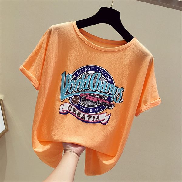 pure cotton orange t-shirt women's short sleeve 2020 women's loose half sleeve super fire ins fashion, White
pure cotton orange t-shirt women's short sleeve 2020 women's loose half sleeve super fire ins fashion, White