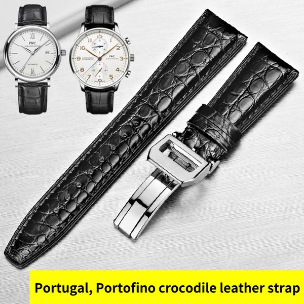 Howk Crocodile Leather Strap Substitute Iwc Genuine Leather Strap Portuguese 7 Portofino Pilot Series Watch Strap T190708