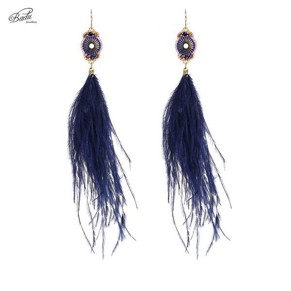 badu blue feather earrings long ostrich feathers women vintage earring bohemian costume jewelry original design handmade, Silver
badu blue feather earrings long ostrich feathers women vintage earring bohemian costume jewelry original design handmade, Silver