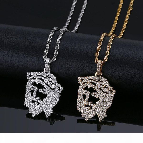 18k gold plated cz zirconia full diamond hollowed christian jesus portrait pendant necklace twist chain hip hop jewelry for men and women, Silver
18k gold plated cz zirconia full diamond hollowed christian jesus portrait pendant necklace twist chain hip hop jewelry for men and women, Silver