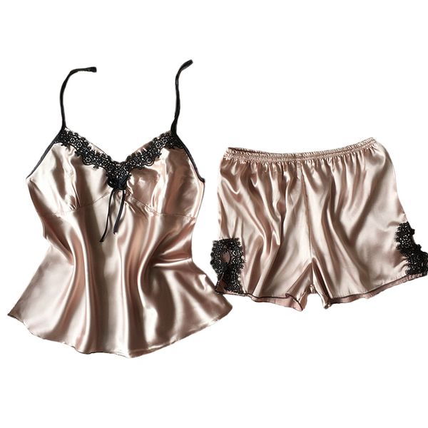 women's sleepwear satin set lace v-neck pyjamas sleeveless and shorts combinaison pyjama femme two piece nightgowns d35, Black;red
women's sleepwear satin set lace v-neck pyjamas sleeveless and shorts combinaison pyjama femme two piece nightgowns d35, Black;red