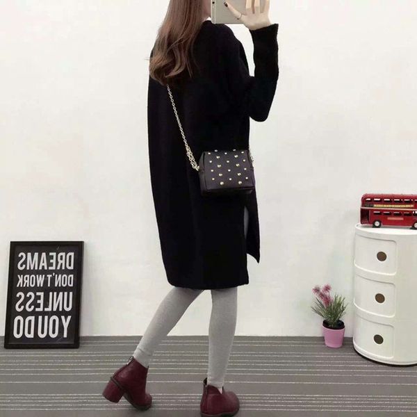 autumn winter thin long sweater women full sleeve side slit half turtleneck sweaters pullovers oversized pull hiver femme, White;black
autumn winter thin long sweater women full sleeve side slit half turtleneck sweaters pullovers oversized pull hiver femme, White;black