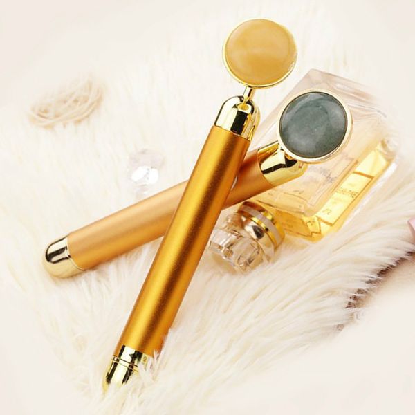 24k gold color jade v face slimming roller vibration facial beauty roller massager stick skin tightening wrinkle bar skin care
24k gold color jade v face slimming roller vibration facial beauty roller massager stick skin tightening wrinkle bar skin care