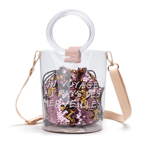 fashion women shoulder bag transparent glitter bucket handbags 2019 summer cross-body bags for ladies letter clear female totes
fashion women shoulder bag transparent glitter bucket handbags 2019 summer cross-body bags for ladies letter clear female totes