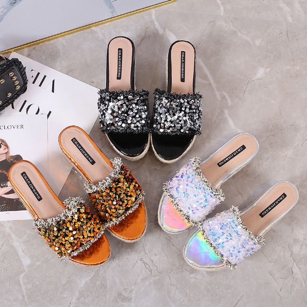 slippers women summer beach shoes low pantofle glitter slides platform on a wedge sabot flat 2020 jelly bling basic pu wedges, Black
slippers women summer beach shoes low pantofle glitter slides platform on a wedge sabot flat 2020 jelly bling basic pu wedges, Black