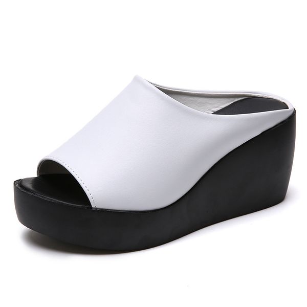 new solid color slope with sandals and slippers female summer sponge cake thick bottom word female sandals, Black
new solid color slope with sandals and slippers female summer sponge cake thick bottom word female sandals, Black