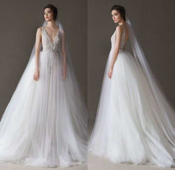 2020 elegant bridal dresses v-neck sleeveless appliqued lace ruched wedding dress backless sweeptrain custom made robes de mariée, White
2020 elegant bridal dresses v-neck sleeveless appliqued lace ruched wedding dress backless sweeptrain custom made robes de mariée, White