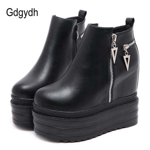 gdgydh 2019 autumn female metal zipper ankle boots for women round toe high platform wedges female short boots casual high heels, Black
gdgydh 2019 autumn female metal zipper ankle boots for women round toe high platform wedges female short boots casual high heels, Black