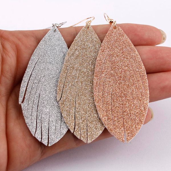 large feather polished glitter leather earrings for women bohemia style unique leaf dangle drop earrings boho fashion summer jewelry, Silver
large feather polished glitter leather earrings for women bohemia style unique leaf dangle drop earrings boho fashion summer jewelry, Silver