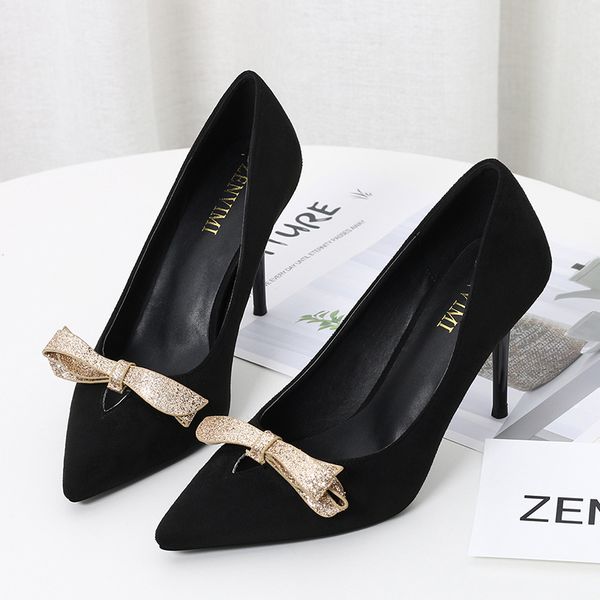 women suede leather dress shoes fashion bowtie women shoes black suede point toe high heels pumps stilettos shoes q-309 
women suede leather dress shoes fashion bowtie women shoes black suede point toe high heels pumps stilettos shoes q-309
