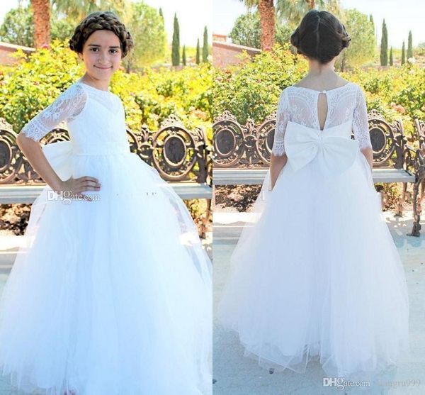 setwell white lace flower girl dresses sheer jewel half sleeves girl pageant dress soft tulle a-line special occasion for weddings, White;blue
setwell white lace flower girl dresses sheer jewel half sleeves girl pageant dress soft tulle a-line special occasion for weddings, White;blue