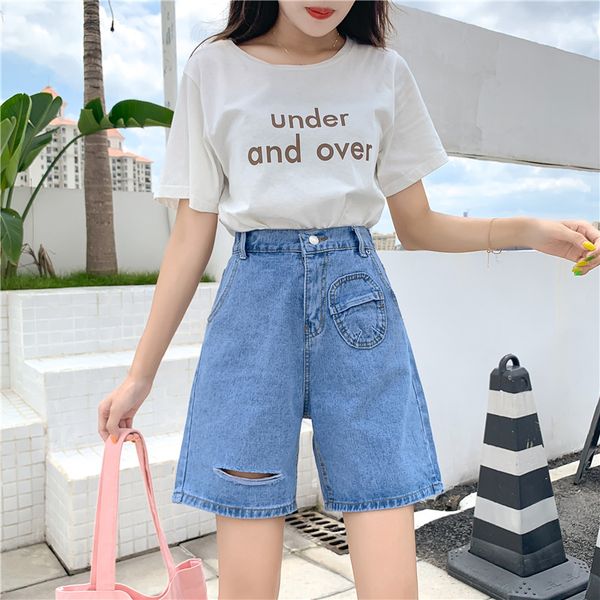 hong kong style female jeans shorts summer new style large size students high-waisted slimming chic loose-fit bf straight-cut wi, Blue
hong kong style female jeans shorts summer new style large size students high-waisted slimming chic loose-fit bf straight-cut wi, Blue