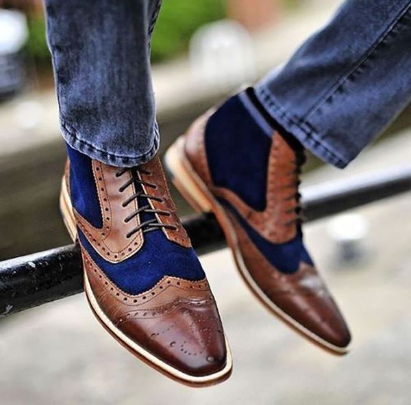 men formal leather boots patchwork lace up oxfords leather shoes ankle brogues fashion male winter oxford booties low heels d20, Black
men formal leather boots patchwork lace up oxfords leather shoes ankle brogues fashion male winter oxford booties low heels d20, Black