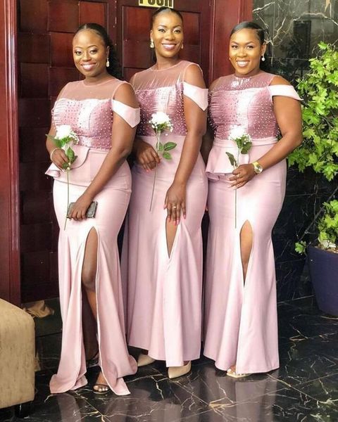 2020 charming african pink mermaid bridesmaid dresses jewel neck side split satin floor length maid of honor dresses, White;pink
2020 charming african pink mermaid bridesmaid dresses jewel neck side split satin floor length maid of honor dresses, White;pink
