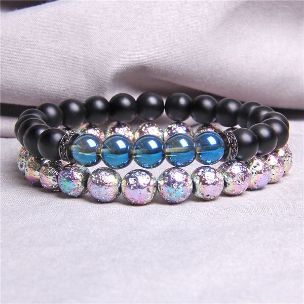 multi colors electroplated crystal bangles double bracelets moonstone volcanic stone couple bracelet for women men jewelry gifts, Black
multi colors electroplated crystal bangles double bracelets moonstone volcanic stone couple bracelet for women men jewelry gifts, Black