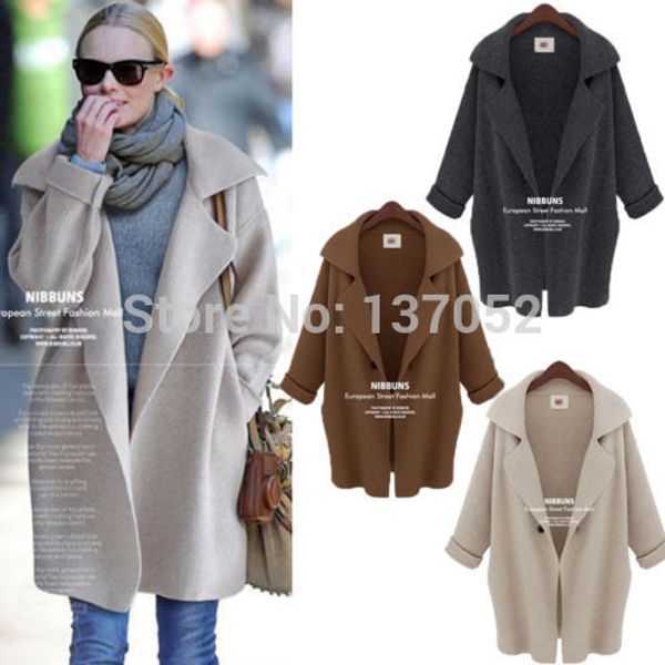 brand new women batwing sleeve winter woolen jackets coat casual women medium-long coat wool coats outwears, Black
brand new women batwing sleeve winter woolen jackets coat casual women medium-long coat wool coats outwears, Black