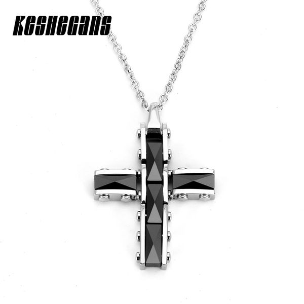 new classic black white collapsible rivets cross pendant necklace ceramic fashion jewelry for women 40mm stainless steel chain, Silver
new classic black white collapsible rivets cross pendant necklace ceramic fashion jewelry for women 40mm stainless steel chain, Silver