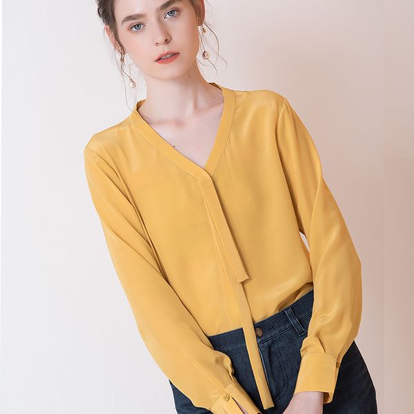 2019new 100% real silk shirt for female long sleeve natural silk blouse spring summer casual office shirt lady blouse, White
2019new 100% real silk shirt for female long sleeve natural silk blouse spring summer casual office shirt lady blouse, White