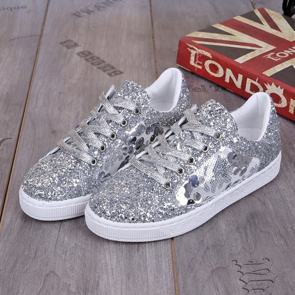fashion women flat platform silver white sequins shoes round toe cutouts female shoes lace up sports i6-02
fashion women flat platform silver white sequins shoes round toe cutouts female shoes lace up sports i6-02