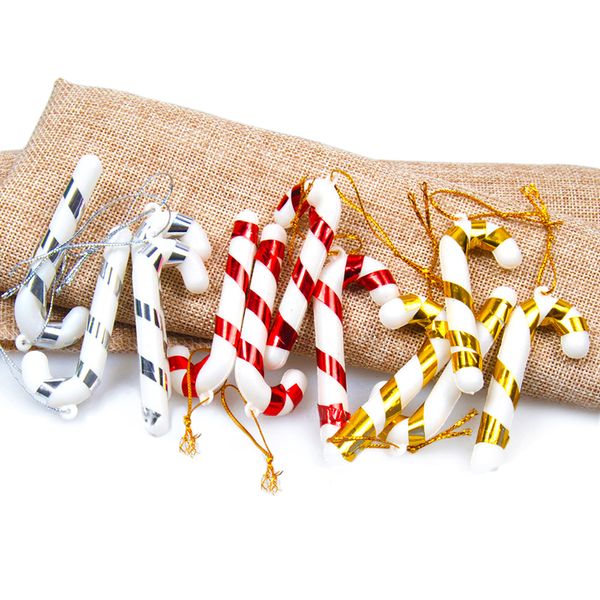 

6pcs merry christmas candy cane ornaments for home party new year christmas plastic candy cane xmas tree hanging decoration