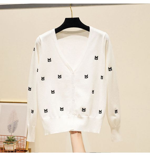 baharcelin embroidery cat sweater jacket women cardigan knitted sweater coat jumper crochet casual v-neck woman cardigans, White
baharcelin embroidery cat sweater jacket women cardigan knitted sweater coat jumper crochet casual v-neck woman cardigans, White