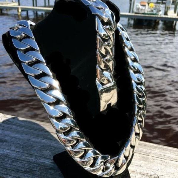 fashion 31mm huge curb cuban link chain stainless steel necklace for men boys hip hop jewelry, Black
fashion 31mm huge curb cuban link chain stainless steel necklace for men boys hip hop jewelry, Black