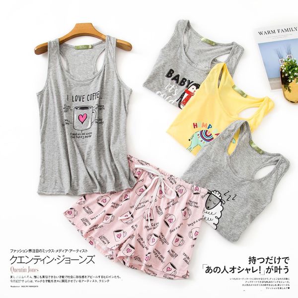 summer cotton sleeveless shorts pajama sets women sleepwear cozy o-neck short homewear cute cartoon pyjamas home clothes, Black;red
summer cotton sleeveless shorts pajama sets women sleepwear cozy o-neck short homewear cute cartoon pyjamas home clothes, Black;red