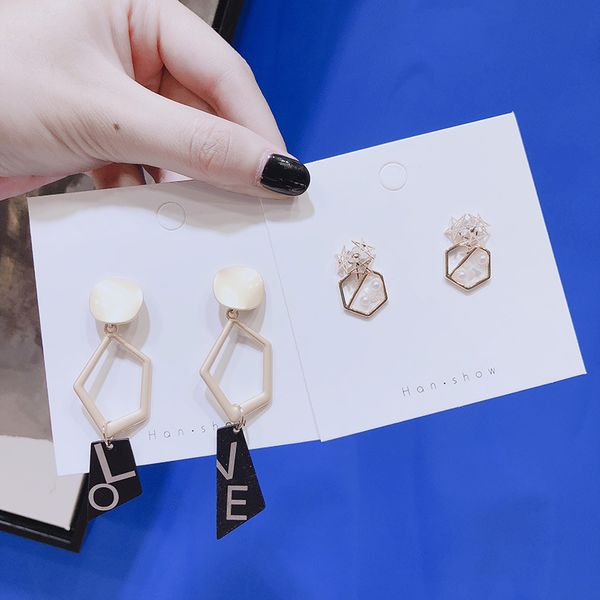 fashion temperament irregular love dangle earrings korea exquisite sweet imitation pearl geometric pentagram earrings jewelry, Silver
fashion temperament irregular love dangle earrings korea exquisite sweet imitation pearl geometric pentagram earrings jewelry, Silver