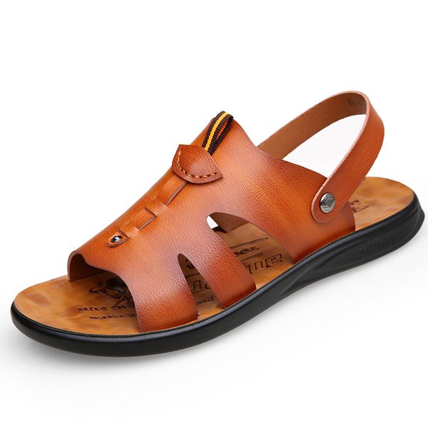 men's summer sandals leather comfortable slip-on casual sandals fashion men outdoor slippers zapatillas hombre size, Black
men's summer sandals leather comfortable slip-on casual sandals fashion men outdoor slippers zapatillas hombre size, Black