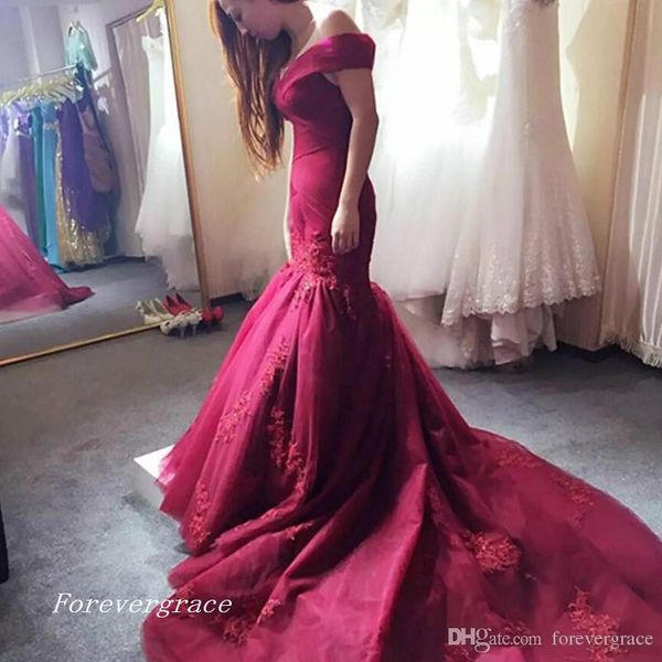 2019 elegant burgundy off-the-shoulder prom dress lace appliqued mermaid pageant party gown custom made plus size, Black
2019 elegant burgundy off-the-shoulder prom dress lace appliqued mermaid pageant party gown custom made plus size, Black